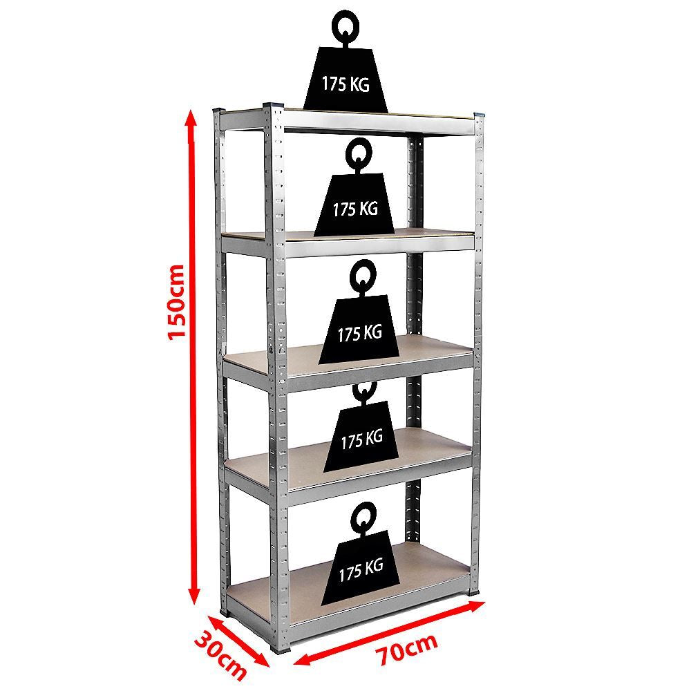 Boltless 5 Tier Racking Heavy Duty Garage Shelving Storage Shelves Steel Unit