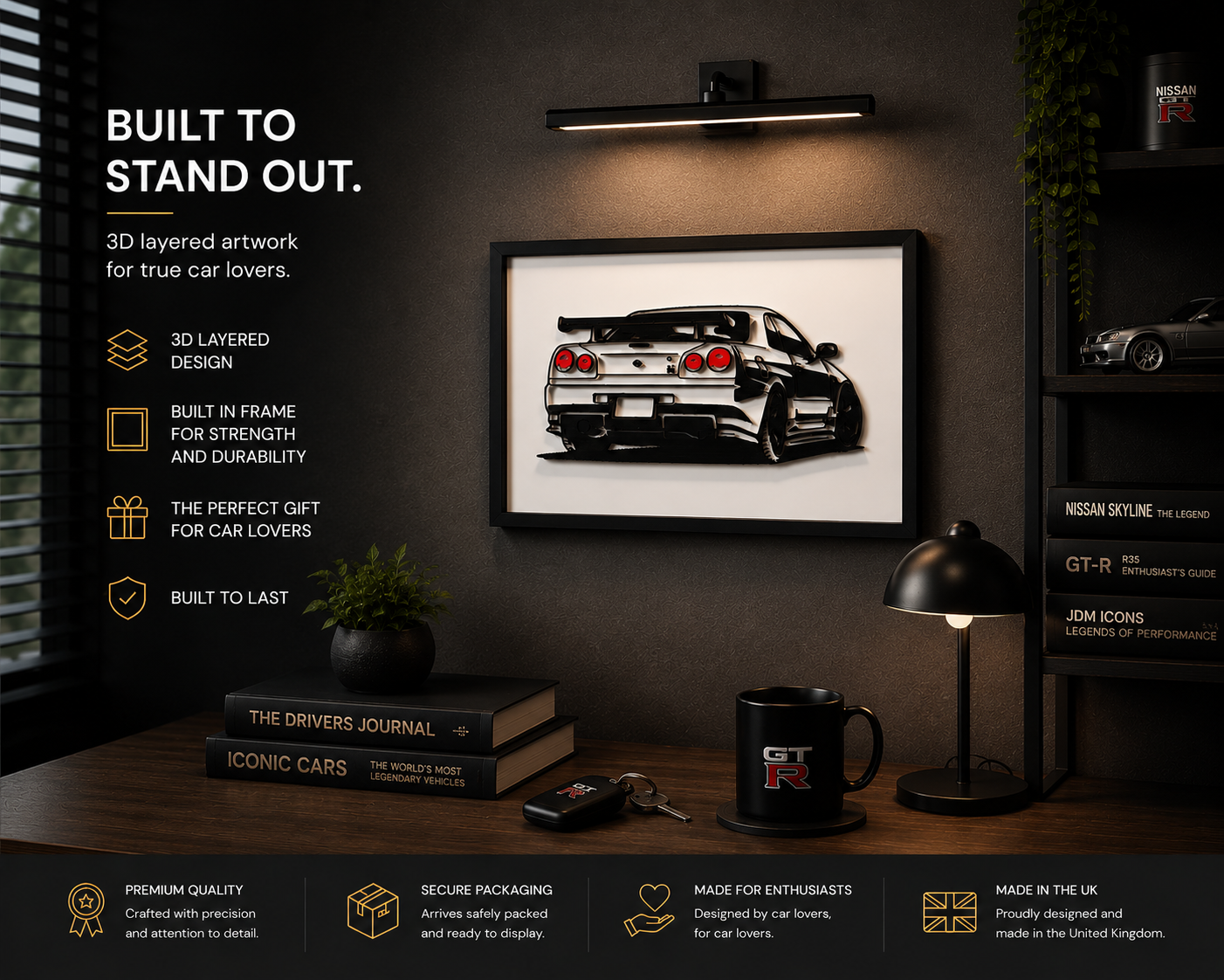 Nissan Skyline GTR R34 - 3D Wall Art - Made in the UK